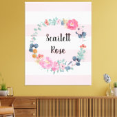 Floral Blush Pink Baby Girl Aangepaste Neursery Canvas Afdruk (Insitu (Woonkamer))