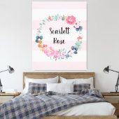 Floral Blush Pink Baby Girl Aangepaste Neursery Canvas Afdruk (Insitu (Slaapkamer))