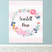 Floral Blush Pink Baby Girl Aangepaste Neursery Canvas Afdruk (Insitu (Houten vloer))