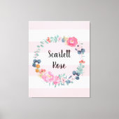 Floral Blush Pink Baby Girl Aangepaste Neursery Canvas Afdruk (Voorkant)