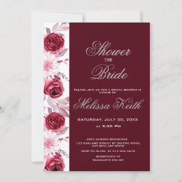 Floral Blush Pink Burgundy Script Vrijgezellenfees Kaart