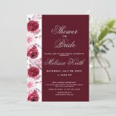Floral Blush Pink Burgundy Script Vrijgezellenfees Kaart (Staand voorkant)
