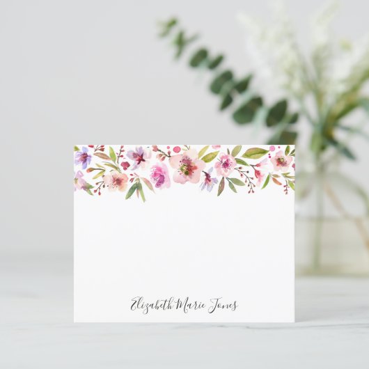 Floral Blush Pink Cherry Blossom Budget Notecard (Staand voorkant)