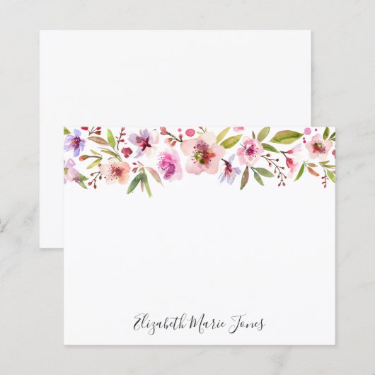 Floral Blush Pink Cherry Blossom Budget Notecard (Voorkant / Achterkant)