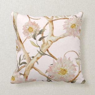 Floral Blush Pink Chinoiserie Waterverf Decor  Kussen
