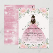 Floral Blush Pink Dress 15th Birthday Quinceanera Briefkaart (Voorkant / Achterkant)