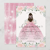 Floral Blush Pink Dress 15th Birthday Quinceanera Kaart (Voorkant / Achterkant)