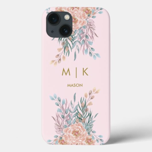 Floral Blush Pink | Elegant Gold Minimalist Case-Mate iPhone Case (Achterkant)