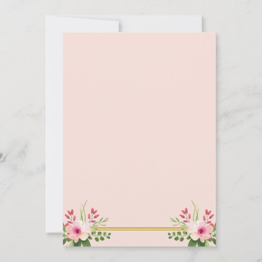  Floral Blush Pink en Gold 50th Birthday Kaart (Achterkant)