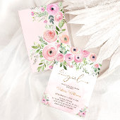 Floral Blush Pink Girl Baby shower Kaart