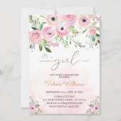 Floral Blush Pink Girl Baby shower Kaart (Voorkant)