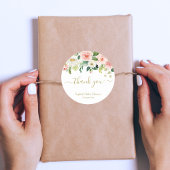 Floral Blush Pink Gold Botanisch Hartelijk dank St Ronde Sticker