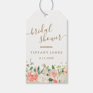 Floral Blush Pink Gold Confetti Vrijgezellenfeest Cadeaulabel