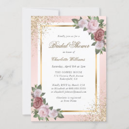 Floral Blush Pink Gold Confetti Vrijgezellenfeest Kaart