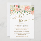Floral Blush Pink Gold Confetti Vrijgezellenfeest Kaart (Voorkant)