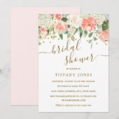 Floral Blush Pink Gold Confetti Vrijgezellenfeest Kaart (Voorkant / Achterkant)