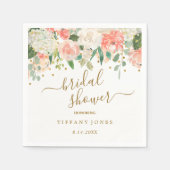 Floral Blush Pink Gold Confetti Vrijgezellenfeest Servet (Voorkant)