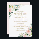 Floral Blush Pink Gold Sweet Sixteen Uitnodiging<br><div class="desc">modernere bloemetjeszweet zestien uitvindingen in de Little Bayleigh Store.</div>