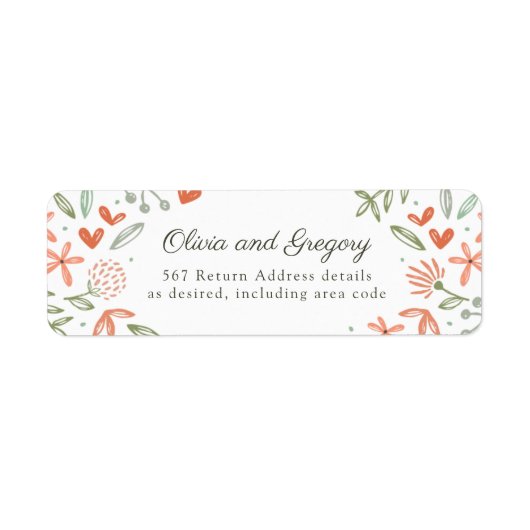 Floral Blush Pink Greenery Return Address Label (Voorkant)