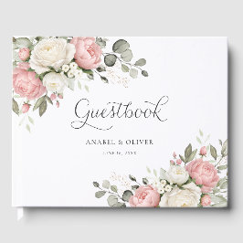 Floral Blush Pink Greenery Wedding Guestbook Gastenboek