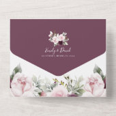 Floral Blush Pink | Het Bourgogne Roos Weddenschap All In One Uitnodiging (Achterkant)