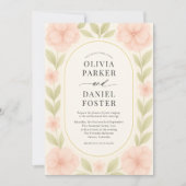 Floral Blush Pink Hydrangea Botanical Wedding Invi Kaart (Voorkant)