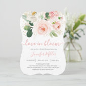 Floral Blush Pink Love in Bloom Vrijgezellenfeest Kaart (Staand voorkant)