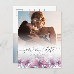 Floral Blush Pink Magnolia Save the Date Wedding Aankondigingskaart