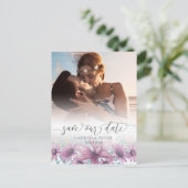 Floral Blush Pink Magnolia Save the Date Wedding Aankondigingskaart (Staand voorkant)