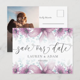 Floral Blush Pink Magnolia Save the Date Wedding Aankondigingskaart