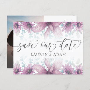 Floral Blush Pink Magnolia Save the Date Wedding Aankondigingskaart