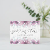Floral Blush Pink Magnolia Save the Date Wedding Aankondigingskaart (Staand voorkant)