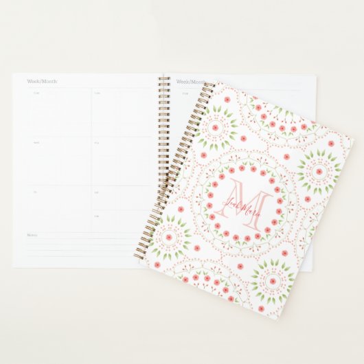 Floral Blush Pink Mandala Monogrammed Planner (Display)