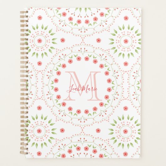 Floral Blush Pink Mandala Monogrammed Planner (Voorkant)