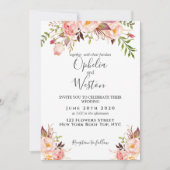 Floral Blush Pink Modern Elegant Boho Wedding Kaart (Voorkant)