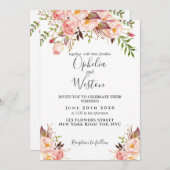Floral Blush Pink Modern Elegant Boho Wedding Kaart (Voorkant / Achterkant)