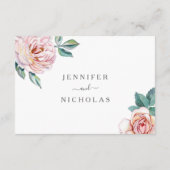 Floral Blush Pink Peonies Weddenschap Informatiekaartje (Achterkant)
