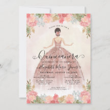 Floral Blush Pink Princess Birthday Quinceanera