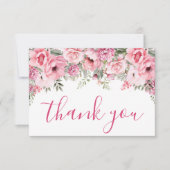 Floral Blush Pink Quinceañera Bedankkaart (Voorkant)