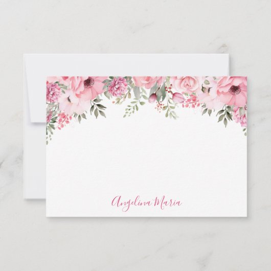 Floral Blush Pink Quinceañera Bedankkaart (Achterkant)