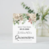 Floral Blush Pink Quinceanera Save the Date (Staand voorkant)