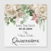 Floral Blush Pink Quinceanera Save the Date (Voorkant)
