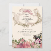  Floral Blush Pink Rabbit Wedding Save The Date (Voorkant)