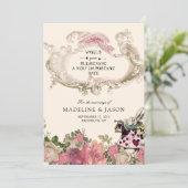  Floral Blush Pink Rabbit Wedding Save The Date (Staand voorkant)