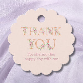 Floral Blush Pink Roses Vrijgezellenfeest Dank u Bedankjes Labels