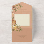  Floral Blush Pink & Rust No Dinner All In One Uitnodiging (Buitenkant)