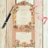  Floral Blush Pink & Rust No Dinner All In One Uitnodiging