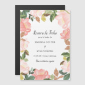 Floral Blush Pink Spaans sparen de Datum Magnet Magnetische Uitnodiging (Voorkant / Achterkant)