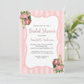  Floral Blush Pink Stripes Vrijgezellenfeest Kaart (Staand voorkant)