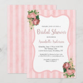  Floral Blush Pink Stripes Vrijgezellenfeest Kaart (Voorkant / Achterkant)